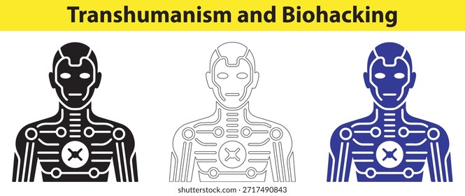 Transhumanism and Biohacking Concept with Human Figures