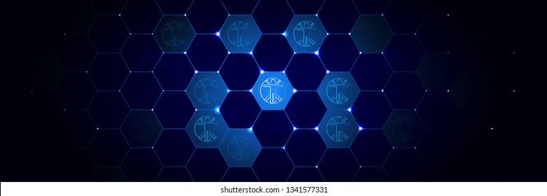 Transhumanism icon. From Mad Science set in the technological comb background
