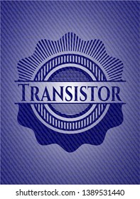 Transistor badge with jean texture. Vector Illustration. Detailed.