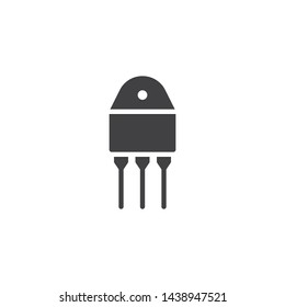 Transistor chip vector icon. Semiconductor device with three connections filled flat sign for mobile concept and web design. Electronic transistor glyph icon. Symbol, logo illustration
