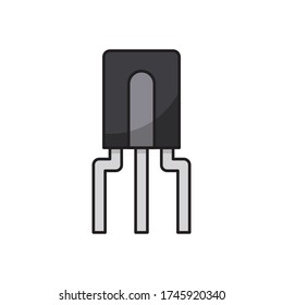 Transistor chip vector icon symbol electronic component isolated on white background