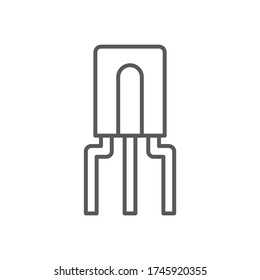Símbolo de icono del vector del chip de transistor componente electrónico aislado en fondo blanco