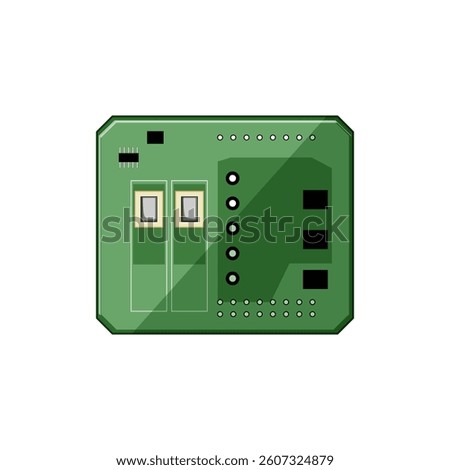 transistor circuit board cartoon. trace layout, etching fabrication, multilayer substrate transistor circuit board sign. isolated symbol vector illustration