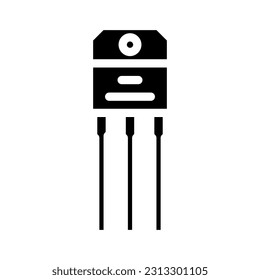 vector de icono de glifo de componente electrónico transistor. señal de componente electrónico de transistor. ilustración de símbolo aislado