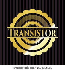 Transistor gold shiny badge. Vector Illustration. Detailed.