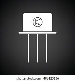 Transistor icon. Black background with white. Vector illustration.