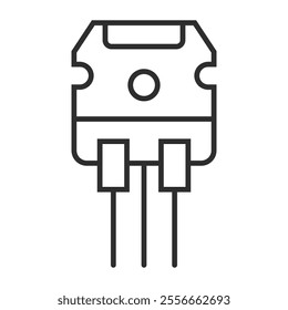 Transistor icon, Electric component symbol outline icon, editable vector illustration and transparent graphic element. Isolated on white background