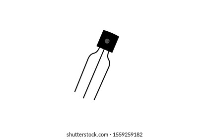 Transistor icon is an electrical component icons to use in scheme electric. Black colour transistor vector with white background.