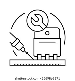 transistor installation electronics line icon vector. transistor installation electronics sign. isolated contour symbol black illustration