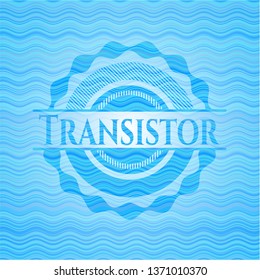 Transistor light blue water wave style emblem.