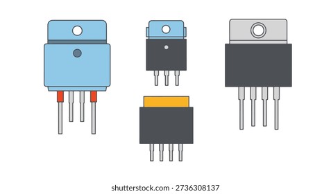 Transistor Line art color vector