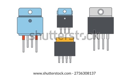 Transistor Line art color vector