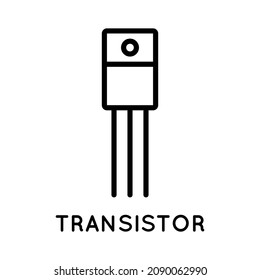 Icono de línea de transistor, componente electrónico de estilo simple aislado en fondo blanco. Signo vectorial de estilo simple aislado en fondo blanco. Tamaño original 64x64 píxeles.