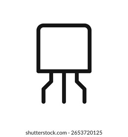 Ícone da linha do transistor, símbolo do vetor do componente eletrônico do amplificador de potência do transistor com traço editável