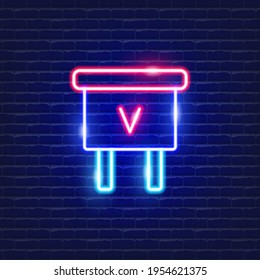 Transistor neon icon. Electricity concept. Vector illustration for design.