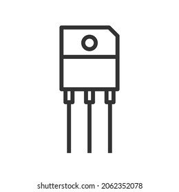 Transistor outline icon, electronic and circuit part accessories in main board