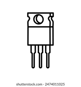 Transistor Outline Icon, Vector illustration