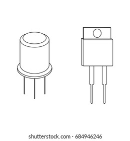 Transistor outline icons. Vector illustration.