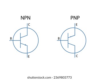 Transistor. PNP and NPN transistor vector part of electronica component.