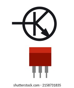 Transistor Radio Component. Radio Electronic Circuit. Symbolic Designation. Isolated On White Background. Single Object Icon. Vector.