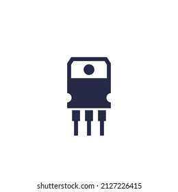 transistor, icono semiconductor en blanco