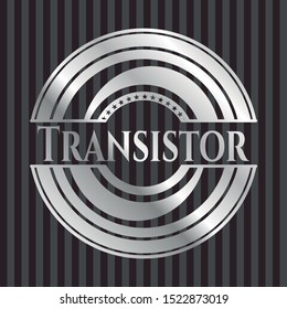Transistor silver badge. Vector Illustration. Mosaic.