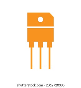 Transistor solid icon, electronic and circuit part accessories in main board 4000x4000 pixel of artboard white background