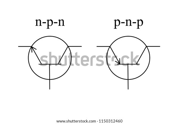 transistor type npn transistor type pnp stock vector basic electronics symbols pnp tranzistor bipolar junction