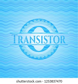 Transistor water concept badge background.