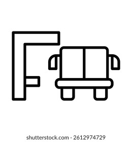 Transit Center Vector Line Icon Design