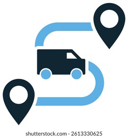 Transit delivery icon vector for package movement, shipping status, and route process. Ideal for logistics design and delivery tracking visualization.