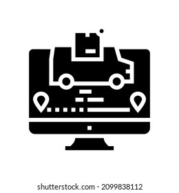 en el vector de icono de glifo de estado de parcela de tránsito. en el signo de estado de paquete de tránsito. símbolo de contorno aislado ilustración negra