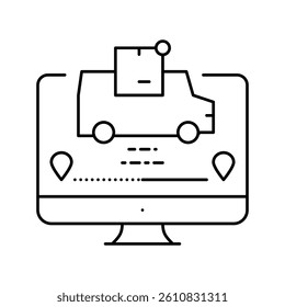 in transit parcel status line icon vector. in transit parcel status sign. isolated contour symbol black illustration