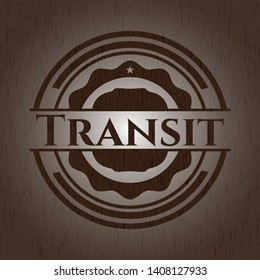 Transit  retro wood emblem. Vector Illustration.