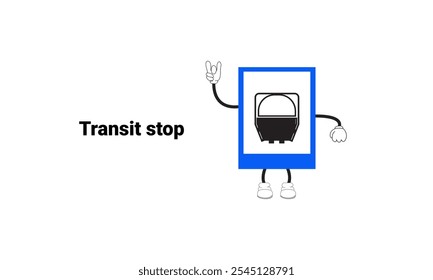 Transit stop sign graphic vector illustration with cartoon characters. Graphic design is suitable for children's education, story books, or traffic safety materials. vector illustration