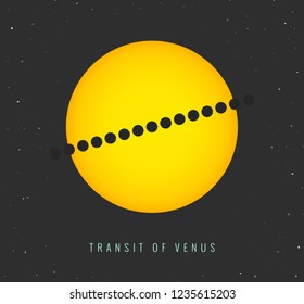Transit of Venus. Astronomical phenomenon vector illustration