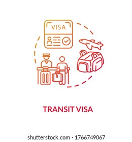 Transit visa concept icon. Abroad travel. Tourist document application. Airport board control idea thin line illustration. Vector isolated outline RGB color drawing