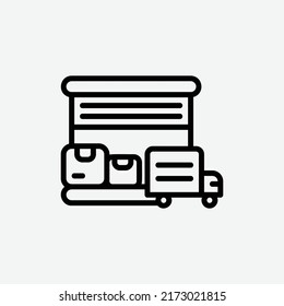  transit warehouse icon, isolated supply chain icon in light grey background, perfect for website, blog, logo, graphic design, social media, UI, mobile app