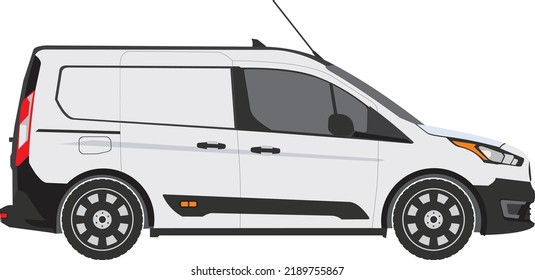 Transit Work Service Van Side View Vector Illustration