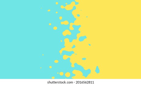 The transition from azure to yellow with uneven border line, interpenetration of colors. Vector illustration