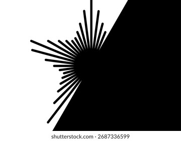 Transição do preto para o branco. Estrela abstrata de linhas pretas finas em um fundo branco. Padrão de vetor. elemento de design. Plano de fundo listrado moderno.