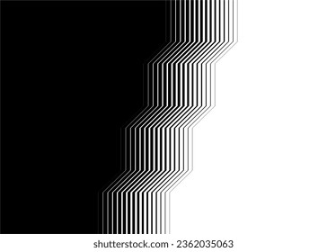 Transition from black to white in abstract steps. Monochrome striped pattern. Vector background
