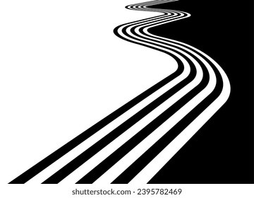 Transition from black to white with curved parallel lines in retro style. Basis for packaging design, printing, advertising. Modern pattern. Divided vector background.