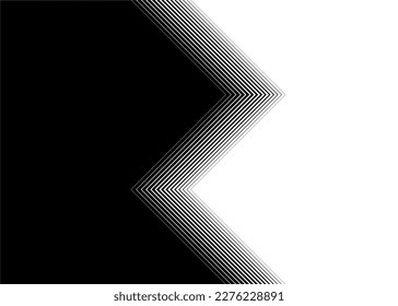 The transition from black to white in the form of arrows in thin parallel lines, Striped pattern. Modern vector background.