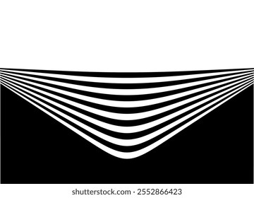 Transition from black to white. Modern vector background in retro style. Striped sports black and white pattern of concave lines. For advertising, covers,