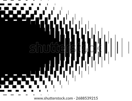Transition from black to white from pixels. Abstract vector pattern. Design element for cover, advertising, packaging. Vector background. Stripe with place for text
