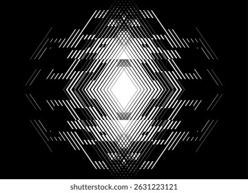 Transition from black to white. Vector pattern of abstract broken lines. For advertising ads, packaging, posters, covers. Striped design element. Technological Vector background in digital style