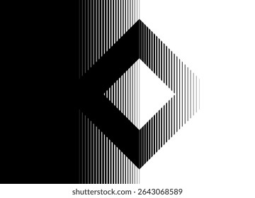 Transition from black to white. Vector pattern of black broken lines in digital style. Striped Design element. Modern vector background. Rectangular abstract shape