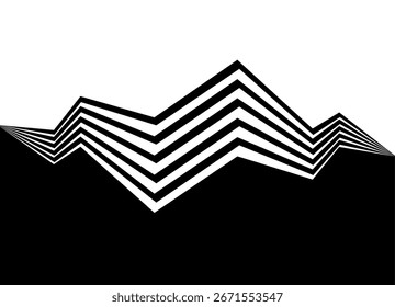 Transition from black to white. Vector pattern of sharp parallel retro lines. Broken Design Element. Abstract Vector Background. Broken Wave