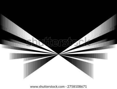 Transition from black to white..Vector divided background with abstract rays from lines. Symmetrical pattern from stripes. Striped design element. For covers, advertising, packaging, labels. Place for text